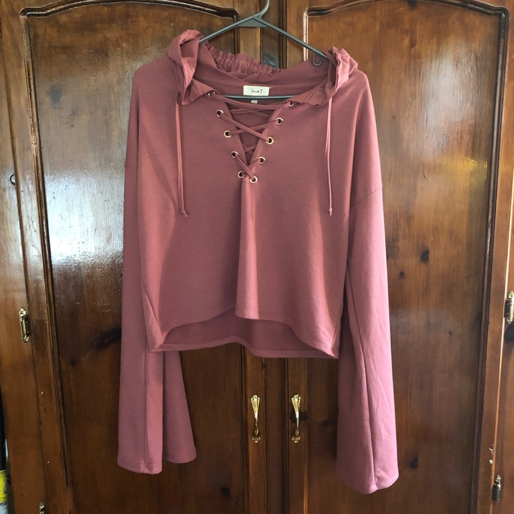 love J | Ladies Cropped Hoodie Sweatshirt | Medium